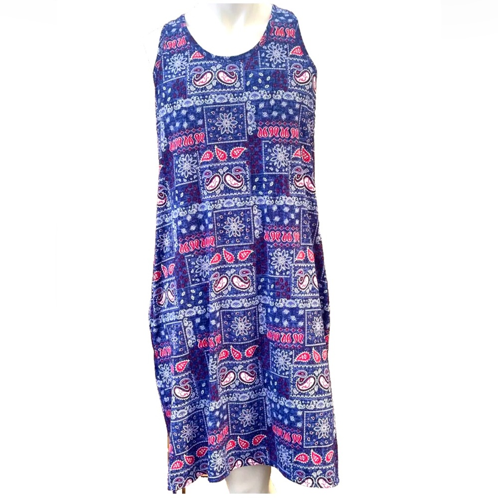 Secret Treasures Sleepwear Dress Paisley Soft Sleeveless Scoop-Neck Pockets